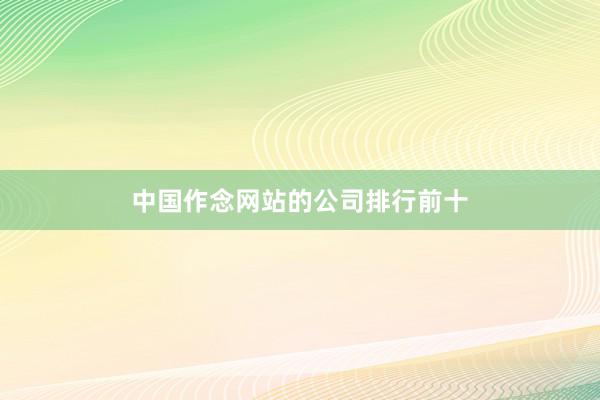 中国作念网站的公司排行前十